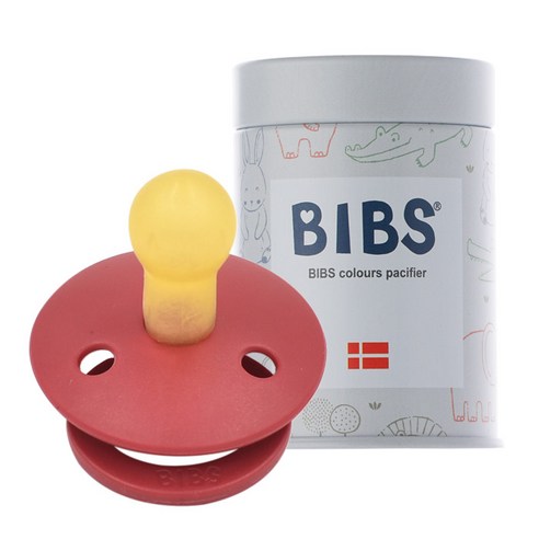BIBS 데니쉬 공갈 젖꼭지 + 하드케이스, 1단계(0~6개월), 루비