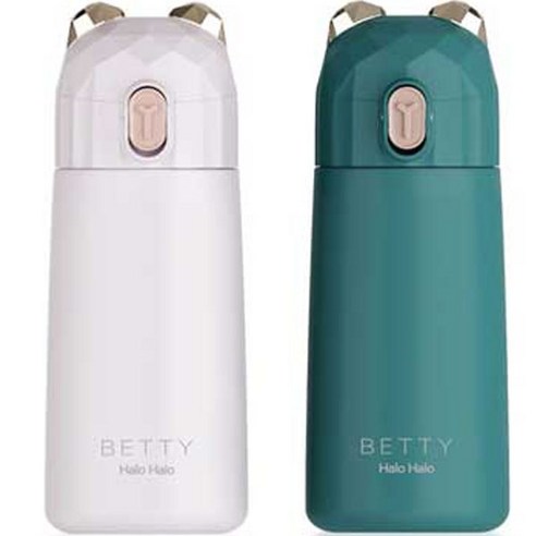 푸코 베티 미니 원터치 보온병 2p + 세척솔 세트, Light Pink, Forest Green, 270ml