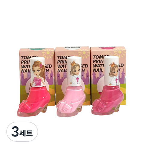 투미니 어린이 프린세스 수성 매니큐어, C세트(핑크, 체리핑크, 베이비핑크), 3세트