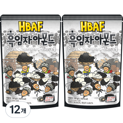 바프 흑임자 아몬드, 190g, 12개