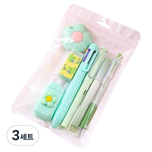 일상속반짝 학용품 7종 세트, 그린, 3세트