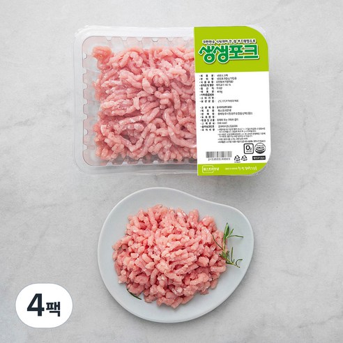 생생포크 한돈 등심 다짐용 (냉장), 400g, 4팩