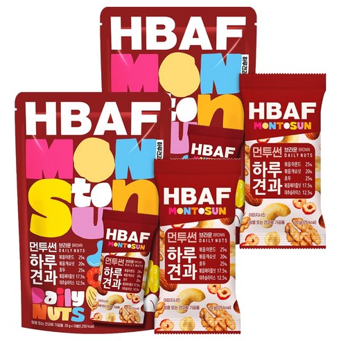 HBAF 먼투썬 하루견과 브라운 10p, 200g, 2개