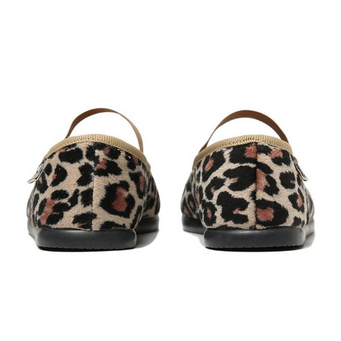 우아함과 편안함을 겸비한 봉통 여아용 레오파드 벨벳 사라 하트 메리제인