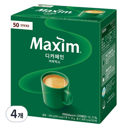 맥심 디카페인 커피믹스, 11.8g, 50개입, 4개