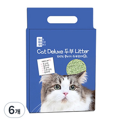 마마쇼 캣 디럭스 응고형 두부모래, 8L, 6개, 녹차향