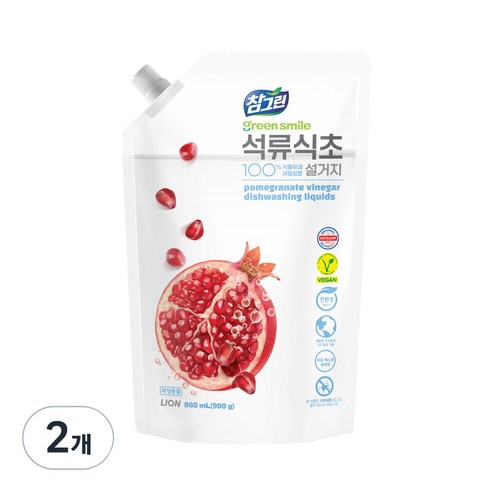 참그린 석류식초 설거지 주방세제, 860ml, 2개
