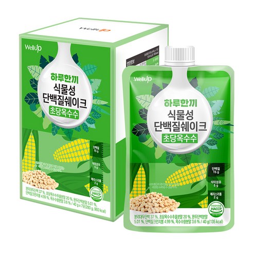 웰업 하루한끼 식물성 단백질 쉐이크 초당옥수수맛, 40g, 5개