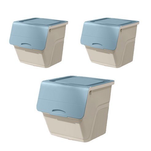 뚜껑형 리빙박스 XL 55L, 블루 화이트, 3개