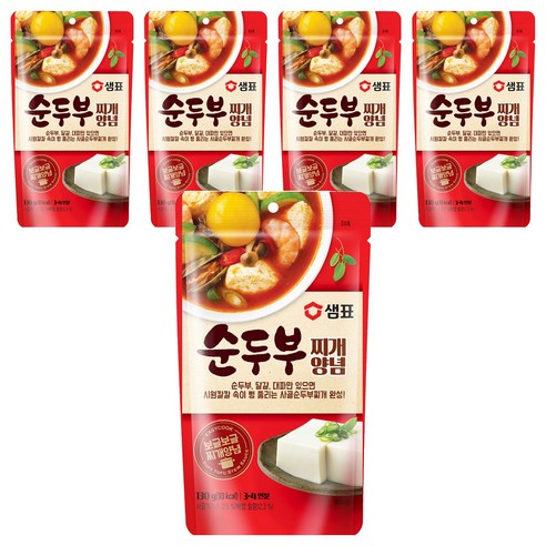 샘표 순두부찌개 양념, 130g, 5개