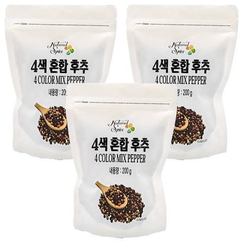 내츄럴스파이스 4색 혼합후추 리필용, 200g, 3개
