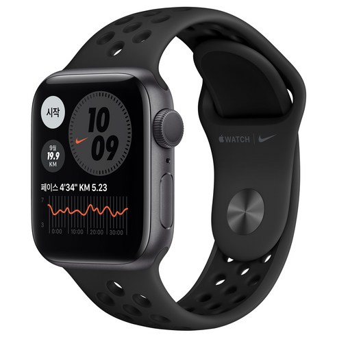Apple 워치 6 Nike, 스페이스 그레이 알루미늄 케이스, 안트라사이트 + 블랙 스포츠밴드, 40mm, GPS