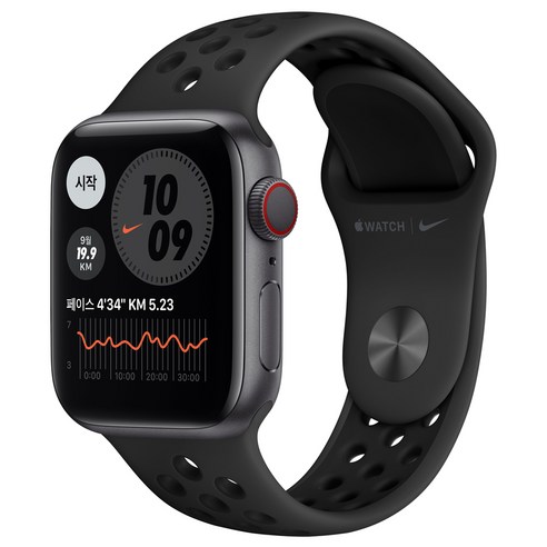 Apple 워치 6 Nike, 스페이스 그레이 알루미늄 케이스, 안트라사이트 + 블랙 스포츠밴드, 40mm, GPS+Cellular