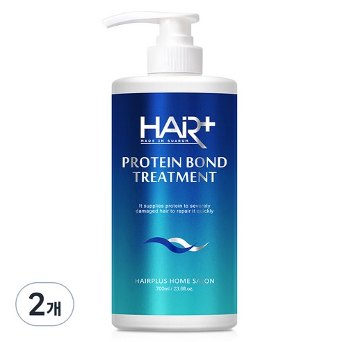 헤어플러스 단백질 본드 초극손상 케어 클리닉 트리트먼트, 700ml, 2개