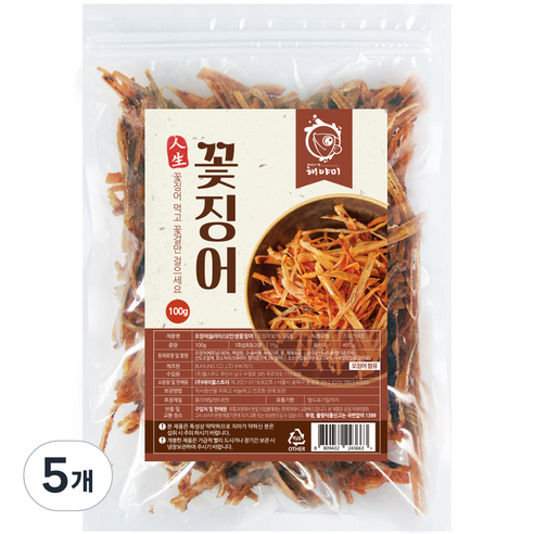 해야미 꽃징어, 100g, 5개