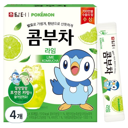 담터 포켓몬 콤부차 라임, 5g, 30개입, 4개