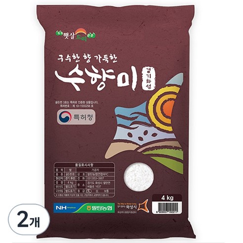 수향미 2024년산 햅쌀 골든퀸 3호 백미 특등급, 특, 4kg, 2개