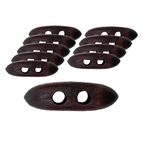 동대문단추왕 떡볶이 총알 우드 단추 40mm, 진밤, 10개