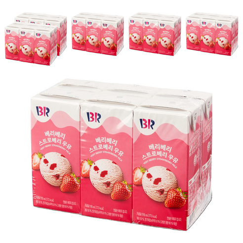 배스킨라빈스 베리베리 스트로베리 우유, 190ml, 36개