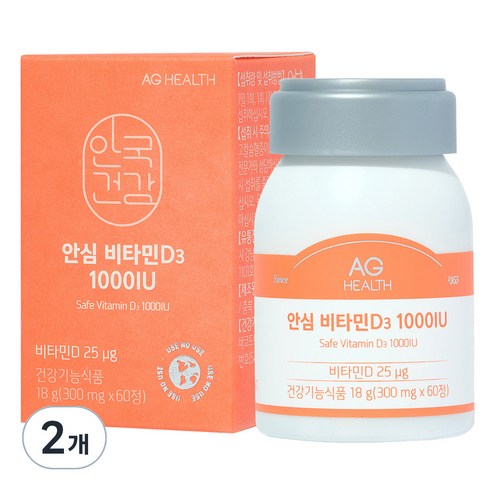안국건강 안심 비타민 D3 1000 18g, 60정, 2개