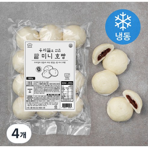 성수동베이커리 우리밀 팥 미니 호빵 (냉동), 600g, 4개