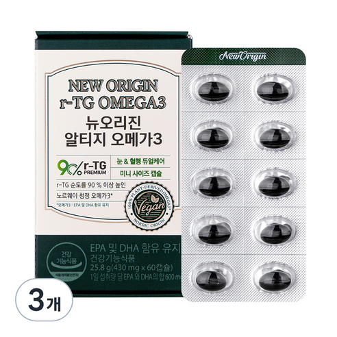 뉴오리진 알티지 오메가3 25.8g, 3개, 60정