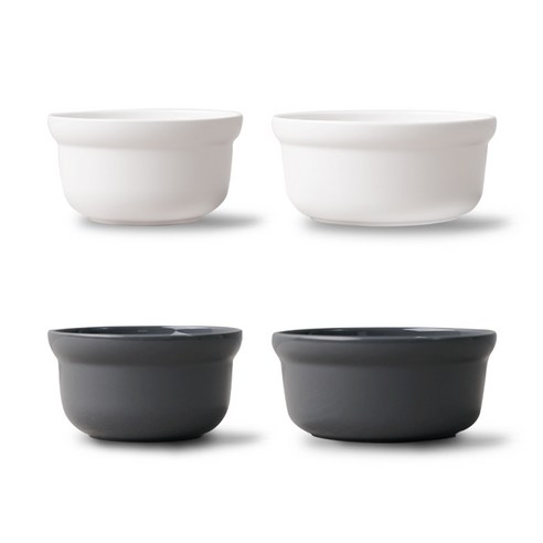 보울보울 국산 노르딕볼볼 공기+대접 2P, 화이트+차콜, 2세트, 1세트