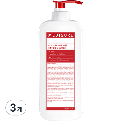 메디슈어 탈모 증상 완화 샴푸, 3개, 1L