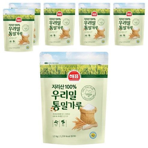 해표 우리밀 통밀가루, 1.5kg, 6개