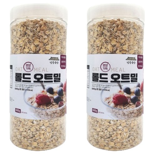 건강곡간 영양가득 롤드오트밀 통, 600g, 2개