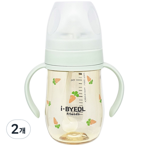 아이별프렌즈 유아용 PPSU 캐럿 추 빨대컵 180ml, 민트, 2개