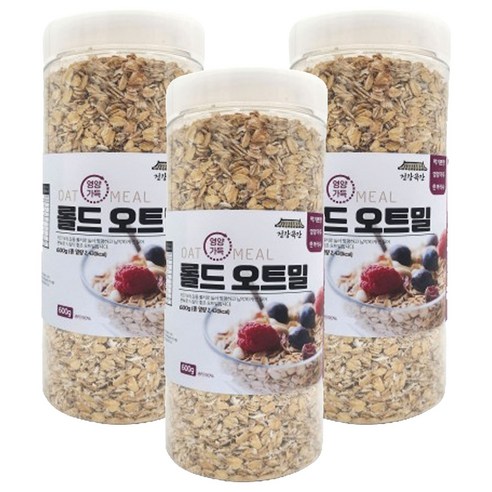 건강곡간 영양가득 롤드오트밀 통, 600g, 3개