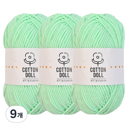 니뜨 코튼돌 뜨개실 50g, 9개, 24민트