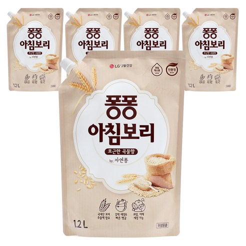 퐁퐁 주방세제 아침보리 리필, 1.2L, 5개