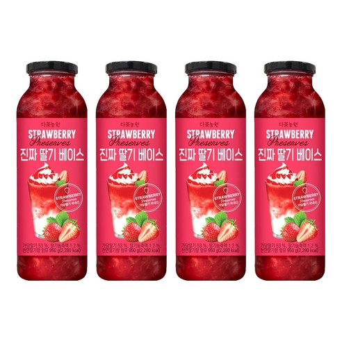 다농원 진짜 딸기베이스, 950g, 4개