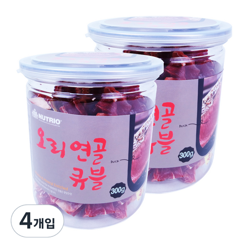 뉴트리오 스테이크 반려견 간식, 오리연골큐블맛, 300g, 4개