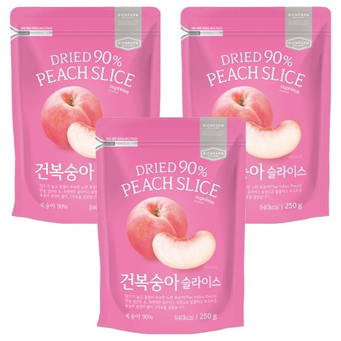 리치팜너트 건복숭아 슬라이스, 250g, 3개