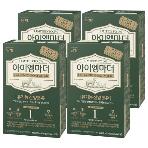 아이엠마더 유기농 산양분유 스틱 1단계, 12개입, 4개