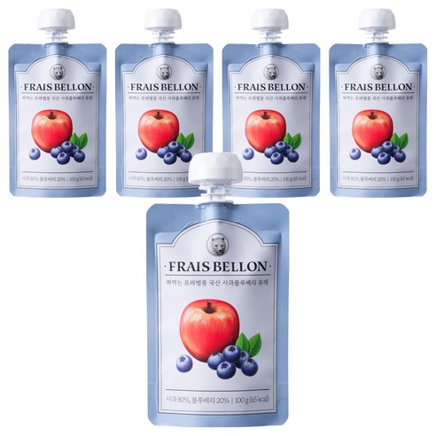 프레벨롱 짜먹는 국산 과일퓨레, 혼합맛(사과/블루베리), 100g, 5개