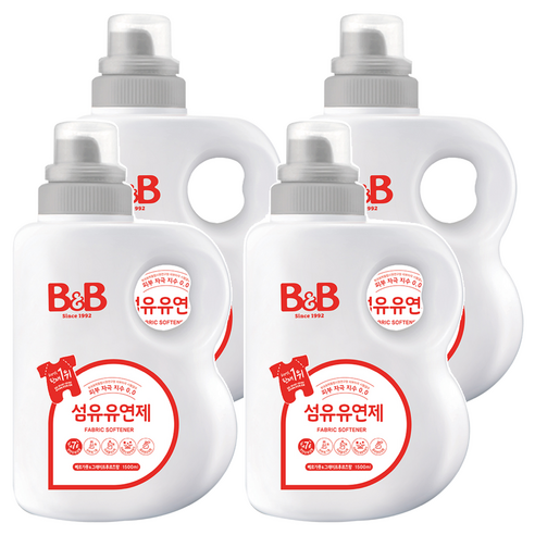 비앤비 섬유유연제 베르가못&그레이프후르츠향 용기형, 1.5L, 4개