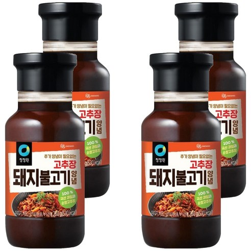 대상 청정원 돼지 불고기 양념, 280g, 4개
