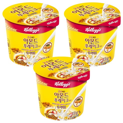 켈로그 아몬드 컵 시리얼, 30g, 3개