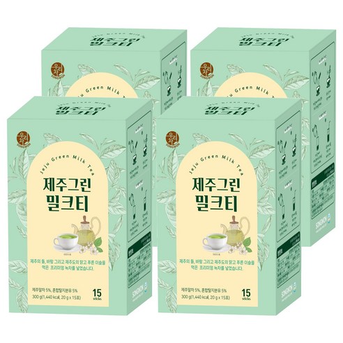 우리차 제주 그린 밀크티, 20g, 15개입, 4개