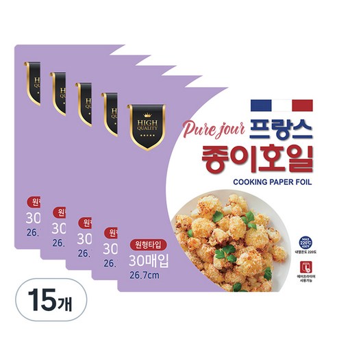 퓨어주르 종이호일 원형 30매, 15개
