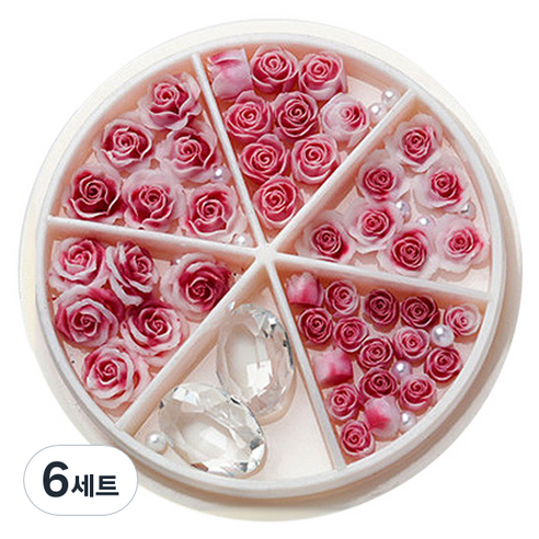 플라워 믹스스톤 네일파츠 세트 KN-P107, 혼합색상(KN-P1075), 6세트