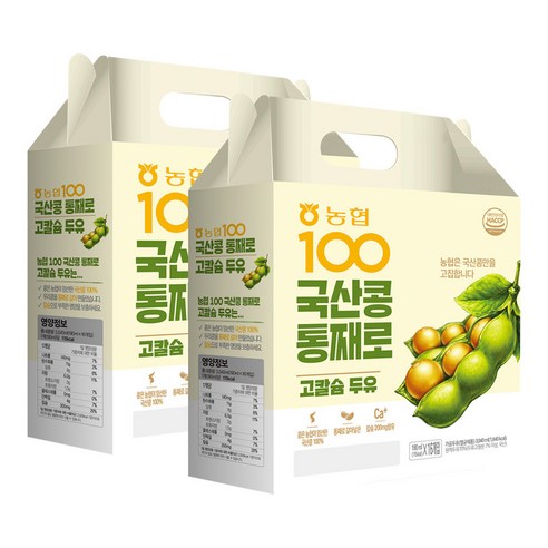 농협 100 국산콩 통째로 고칼슘 두유, 190ml, 32개