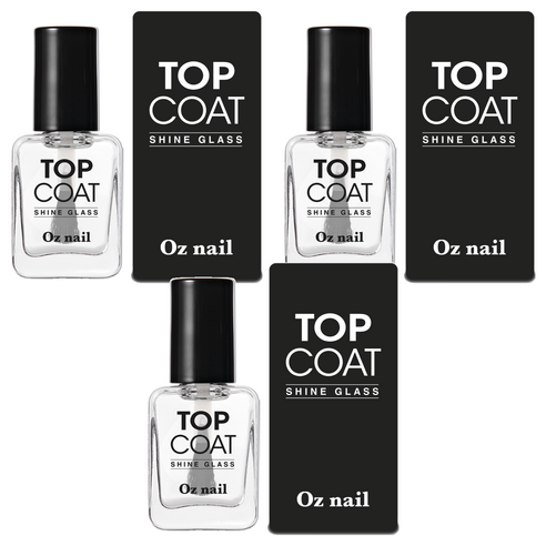 오즈네일 샤인 글라스 고광택 탑코트, 8ml, 투명, 3개