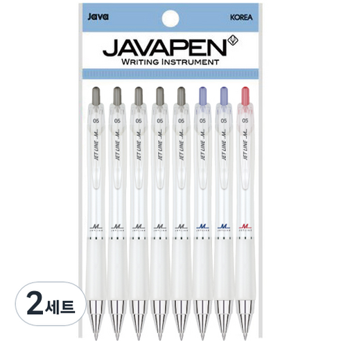 자바펜 제트라인M 저중심 볼펜 0.5mm 블랙 5p + 블루 2p + 레드 세트, 혼합색상, 2세트