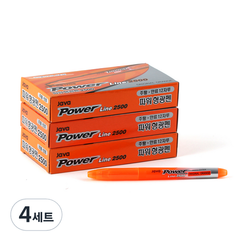 자바펜 파워라인 형광펜 오리지널, 주황, 144개