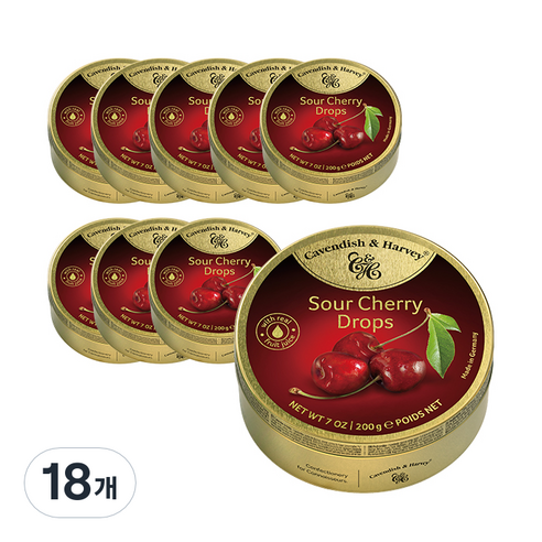 캐빈디쉬앤하비 체리맛 캔디, 200g, 18개
